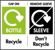 Plastic item Recycle label next to a Don't recycle symbol